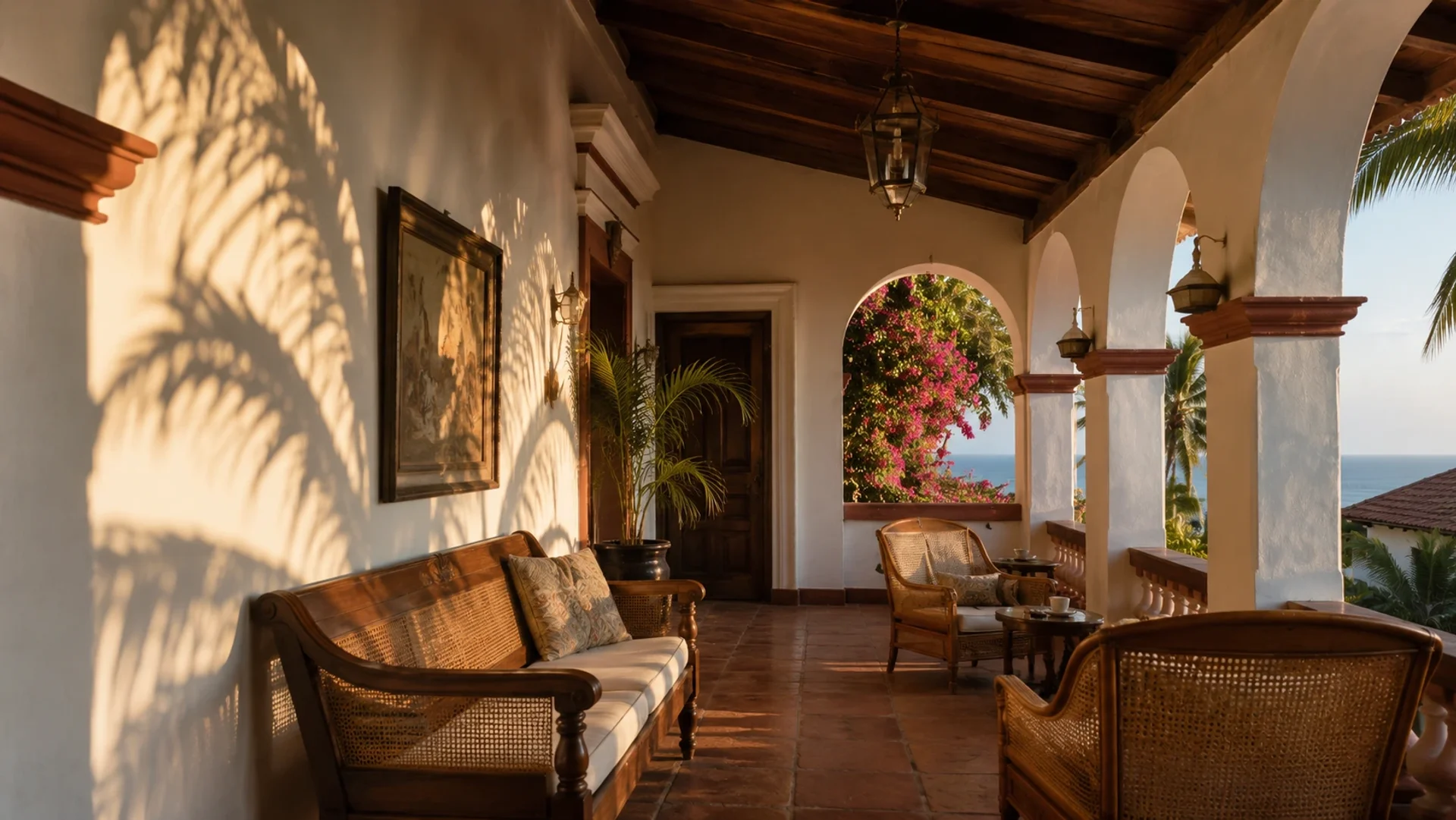 Goa Indo-Portuguese villa veranda, Bali furniture delivery to South Asia, Mormugao customs