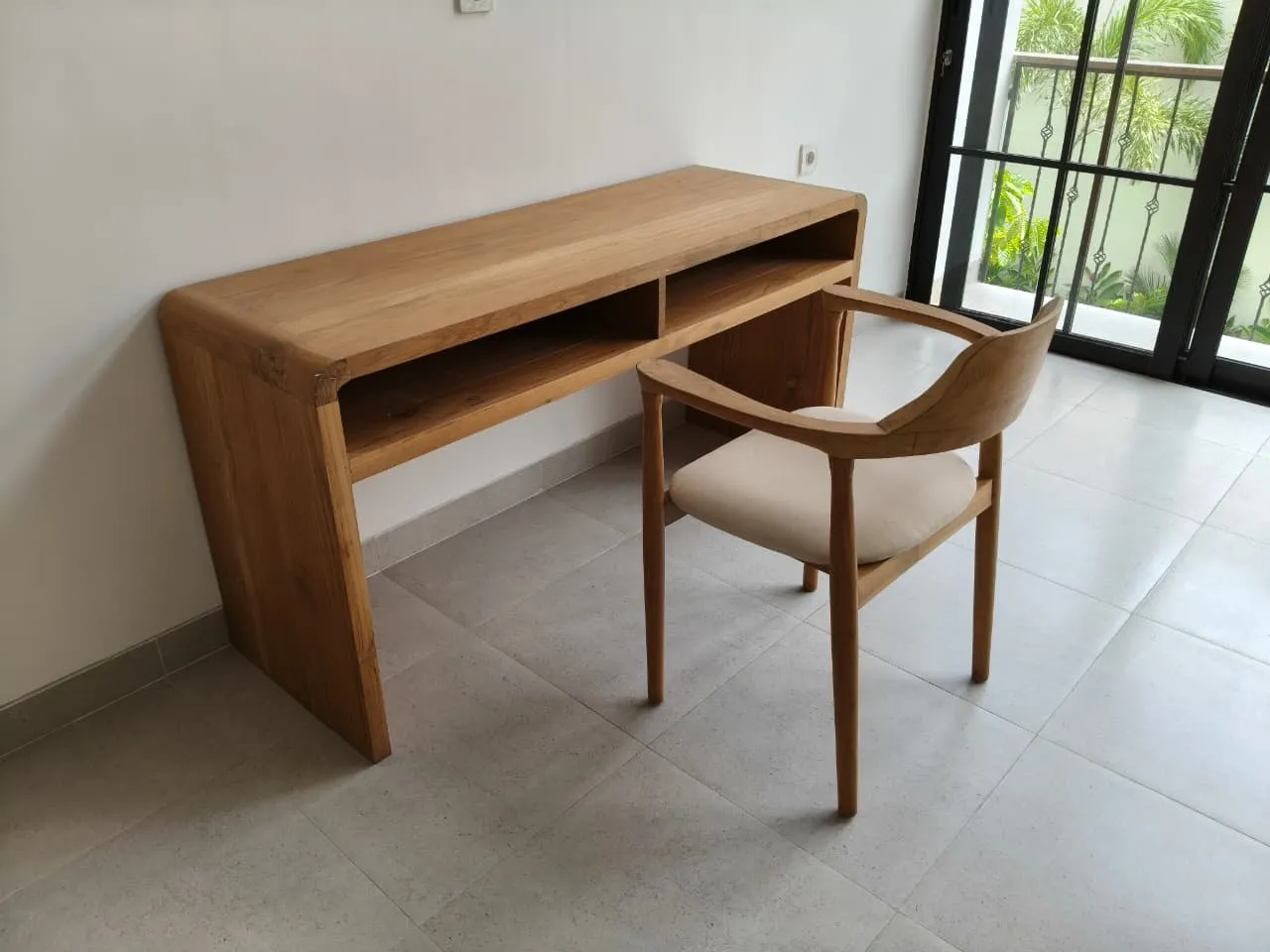 Teak study desk and chair.